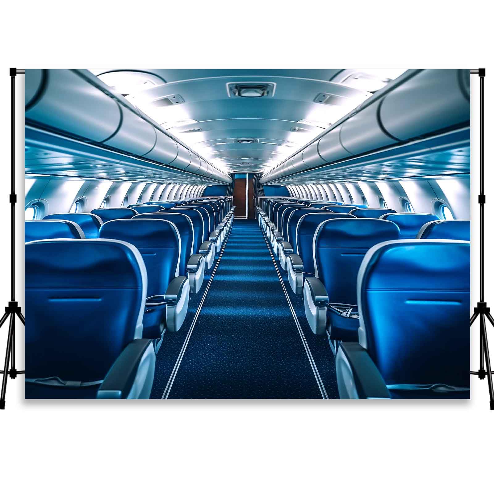 QICAIYUN Airplane Seat Party Backdrop Aircraft Interior Cabin Background Airplane Seats Photo Backdrop for Kids Girls Adults Party Decoration Portrait