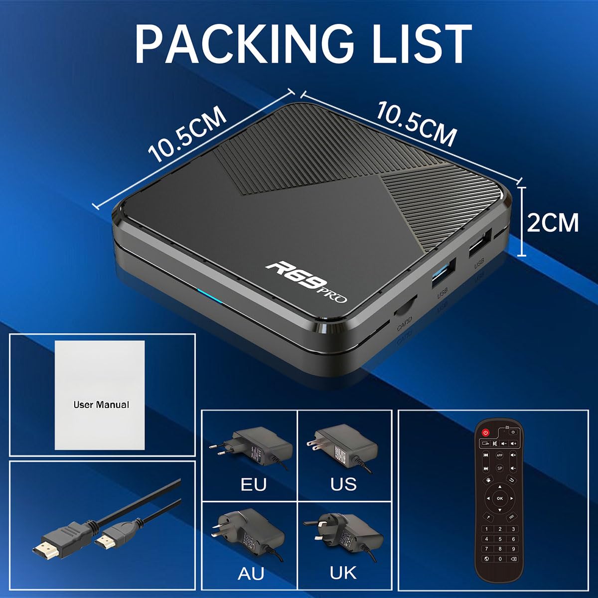 R69PRO 8K Streaming Media Player 64GB WiFi 6 USB 3.0 BT5.0 1000M Streaming Media Video/Audio/File HDMI Wireless Extender da laptop, PC, Smartphone a HDTV Proiettore Monitor