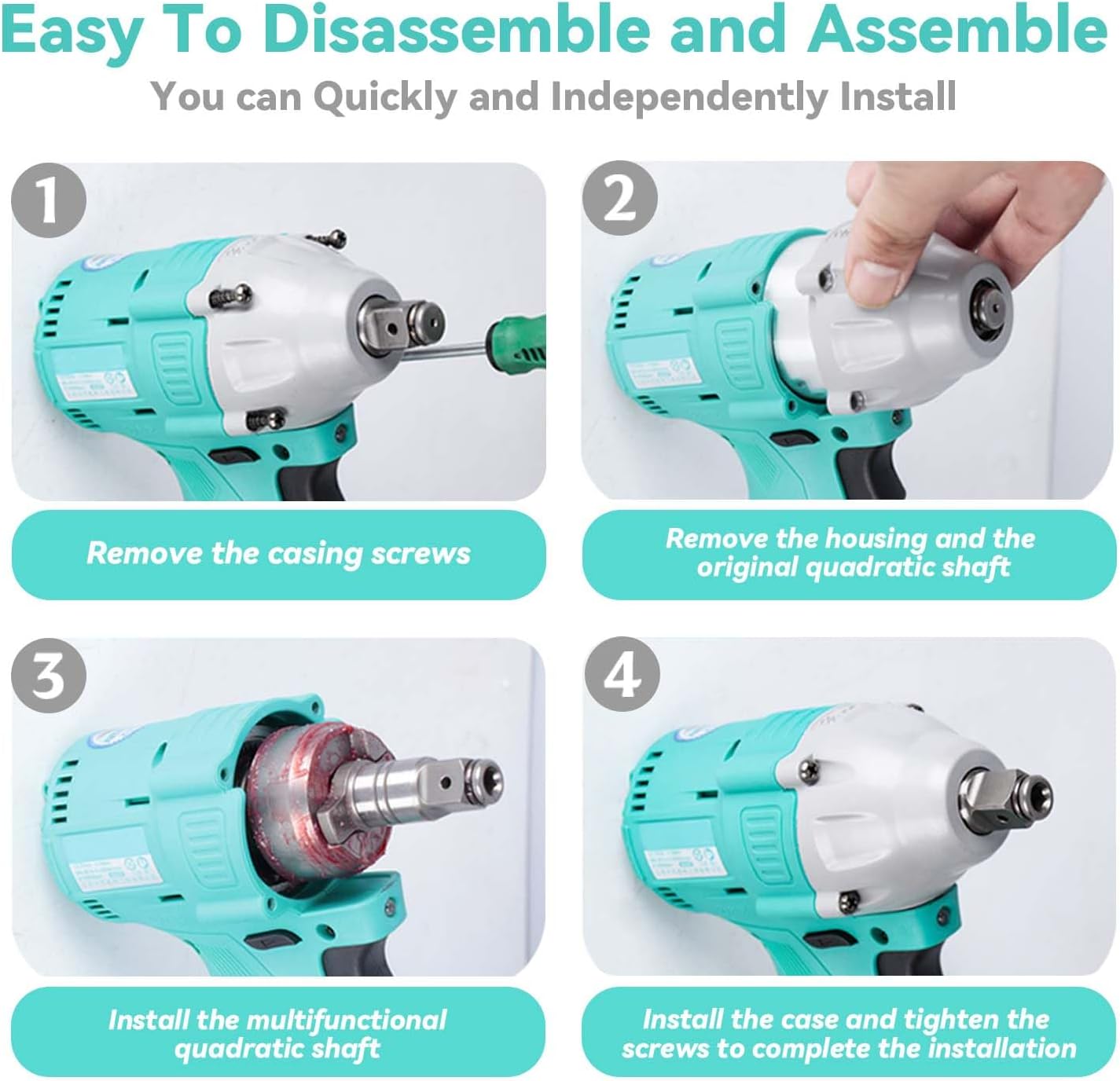YAKAMOZ 2 Pack Electric Wrench Conversion Head - 1/4’’ Hex Shank & Magnetic 1/2’’ Square Shaft Conversion Head for Impact Wrench Drill Socket Screwdriver Bits