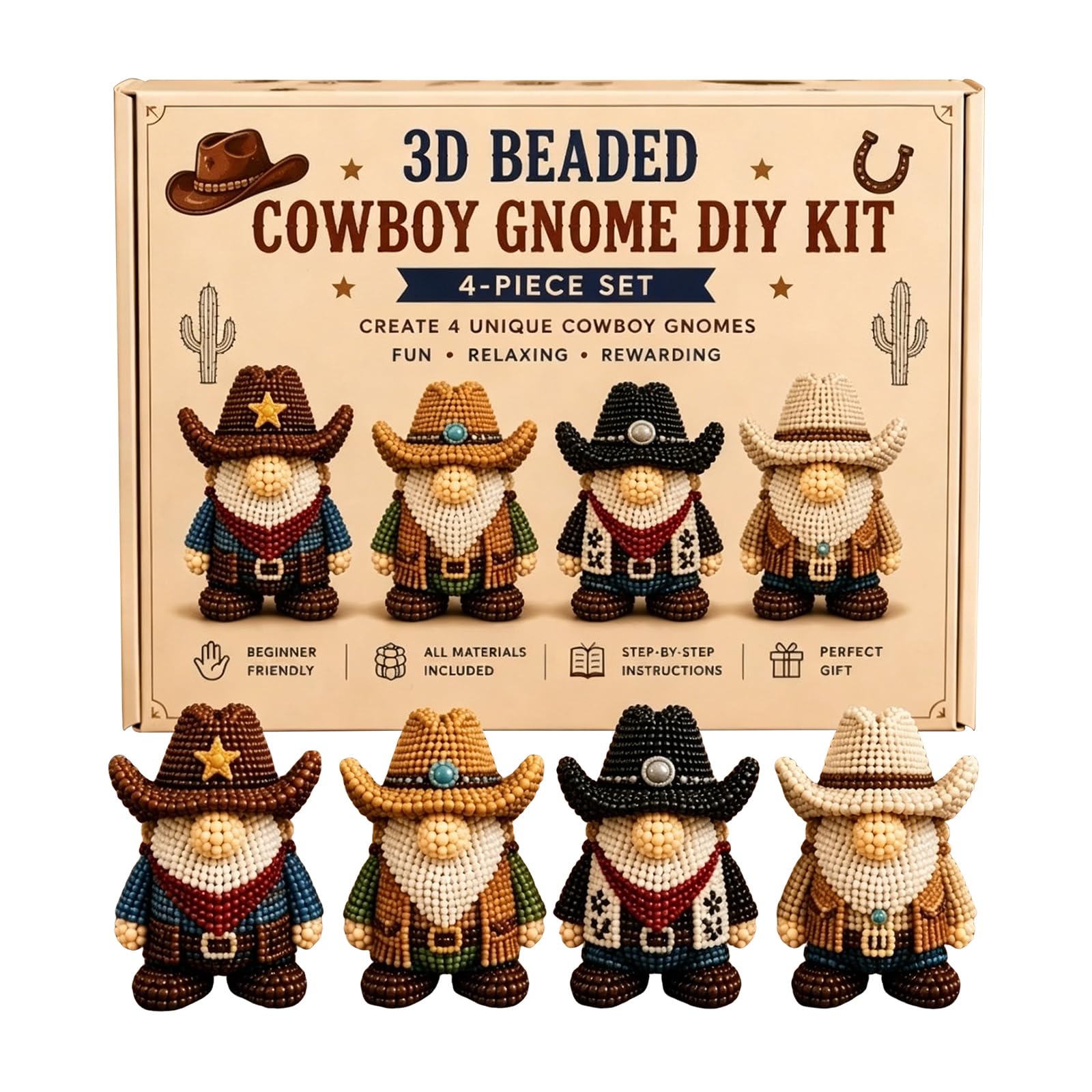 Set 05 Diy Gnome Bead Craft Set Cute 3D Beaded Gnome Kit Animals Beadwork Crafts Kits Handmade Jewelry Art Beaded Kit Decoration Gifts For Beginners & Craft Enthusiasts Creative Beadwork Crafts