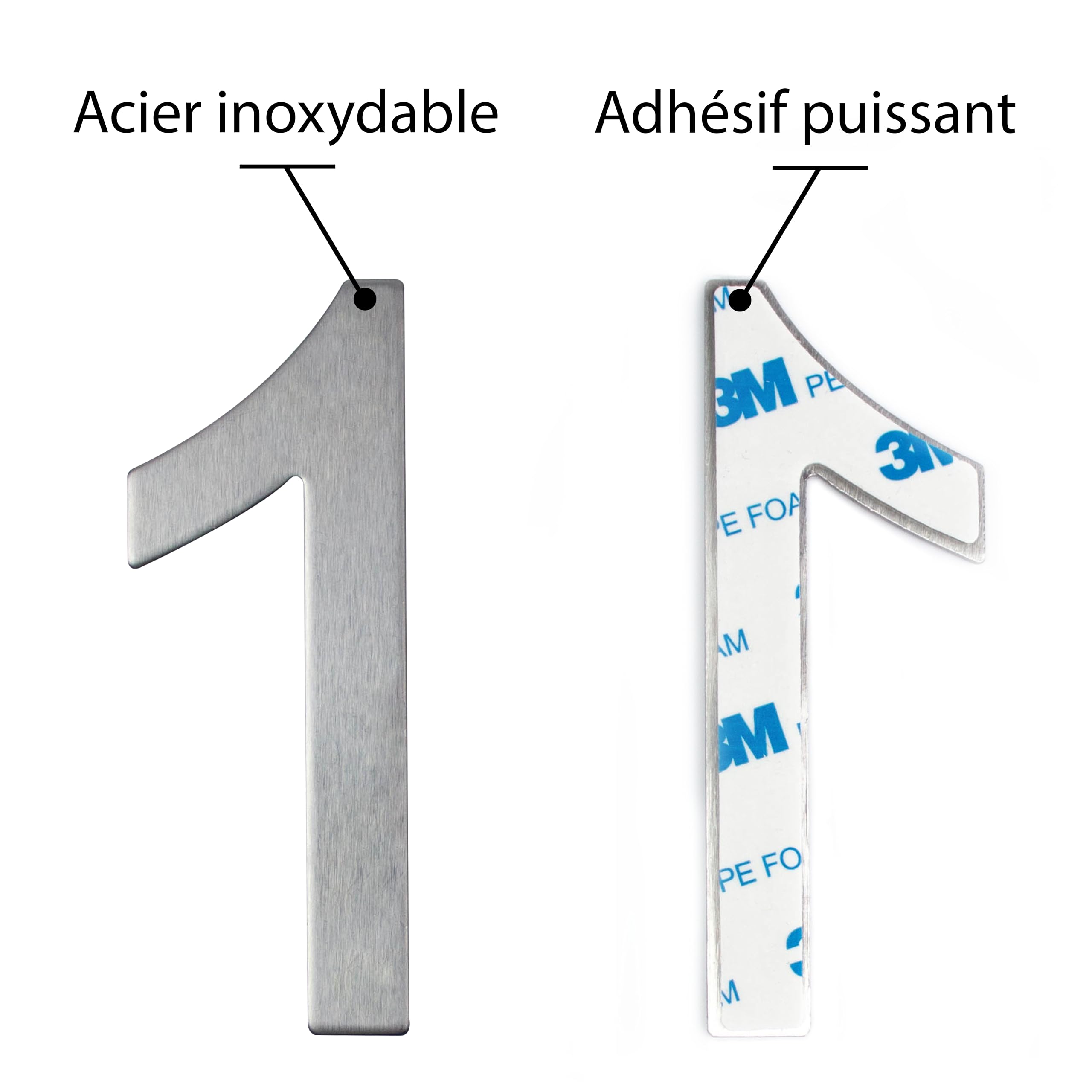 Numero civico in acciaio inox adesivo, altezza 10 cm, numero civico design (1)