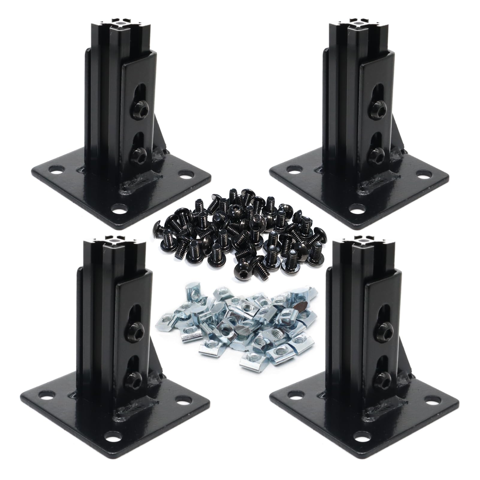 Lot de 4 supports d'angle 2020 en aluminium extrudé avec écrous M5 pour profilé