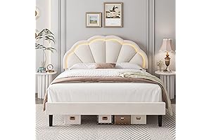 HIFIT Queen Smart Bed Frame with Adjustable Headboard and Elegant Flowers -...