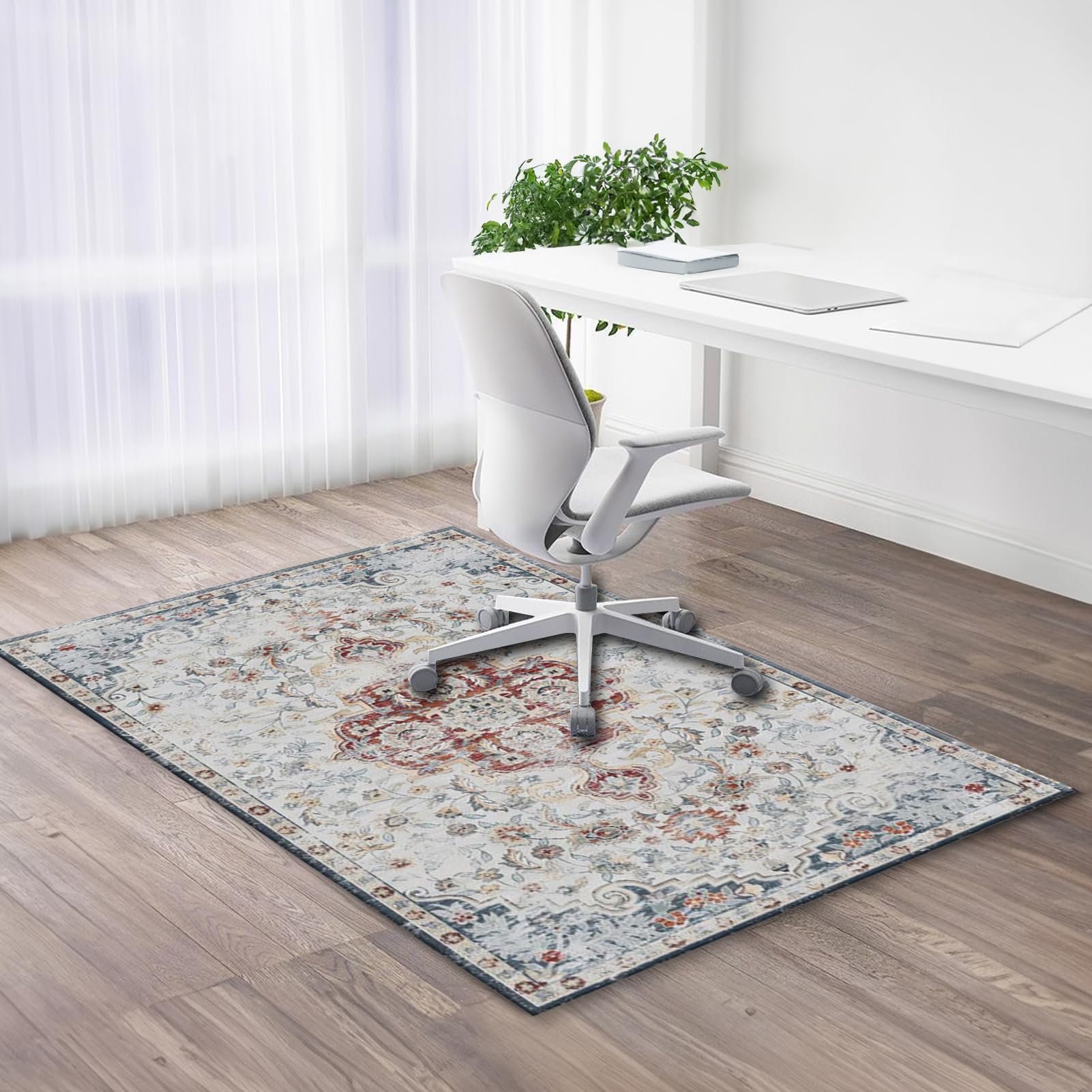 Heavyoff Heavy Duty Office Chair Mat for Carpet and Hardwood Floor, Foldable Bohemian Desk Chair Mat Rug, Large Floor Protector Rug, Floor Mats for Office Home, Style 17, 80x160cm