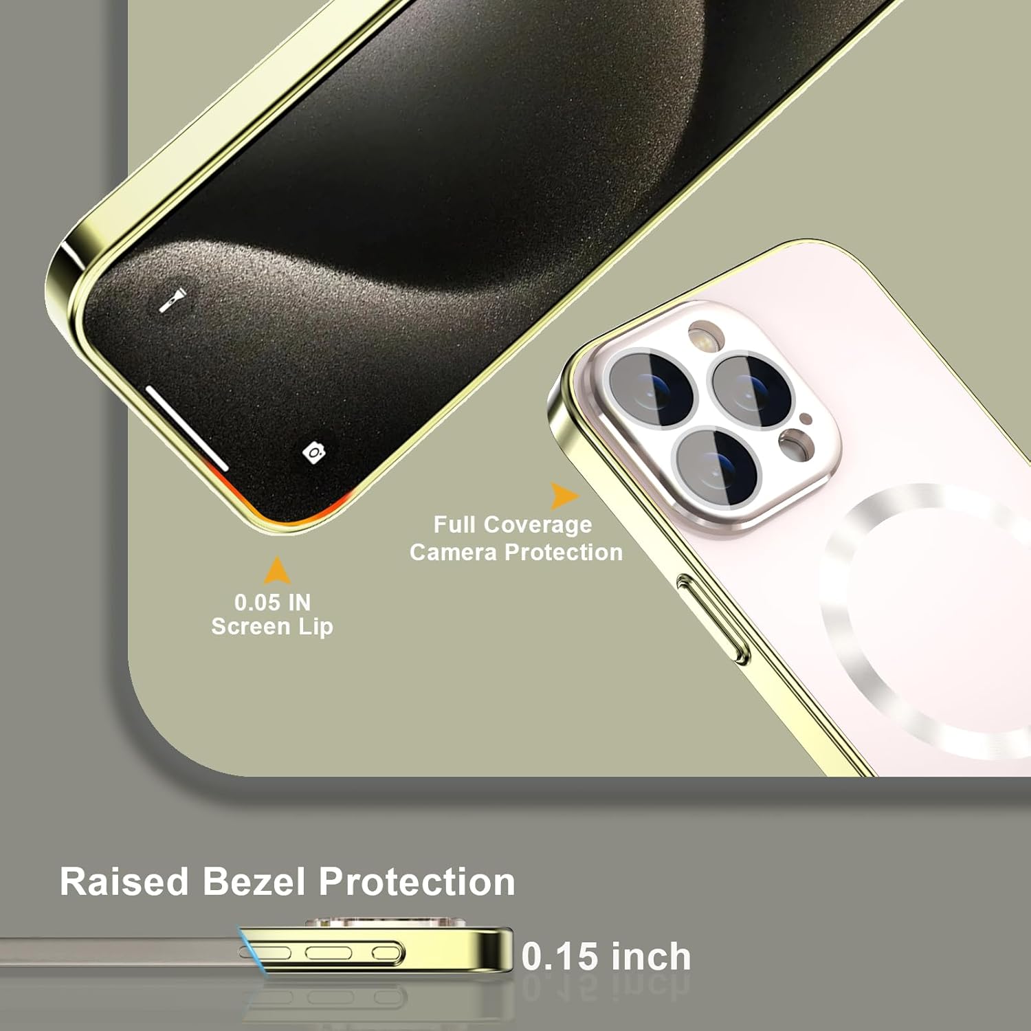 Magnetic Case for iPhone 15 Pro Max with Privacy Screen Protector and Full Camera Cover for iPhone 15 Pro Max, Sparkle Metal Glossy Luxury Color Phone Cases for 15 ProMax, No Fading-Gold - Image 5