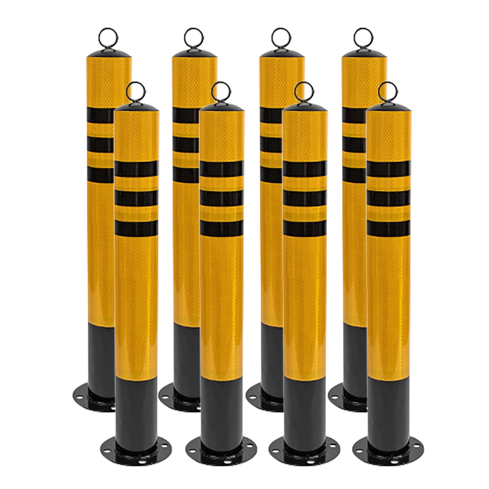 Borne de sécurité en acier jaune de 8 pièces pour barrière de stationnement