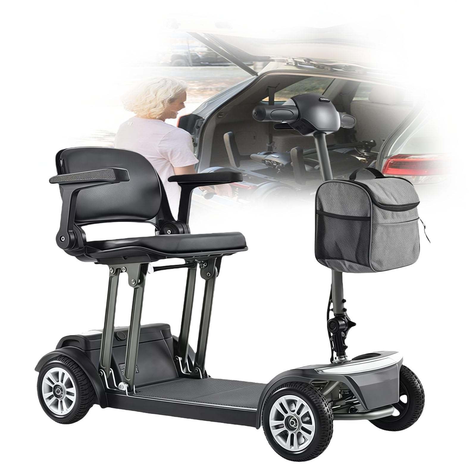 Scooter De Mobilité Sport,Scooter Léger, Équipé De Freins Électromagnétiques, De Phares Avant À LED Et d'un Système De Pliage Rapide pour Un Rangement Facile dans Le Coffre