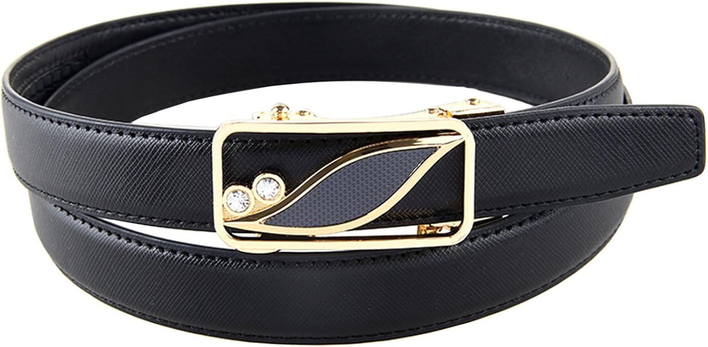 Bpstar Women Ratchet Belt Skinny Leather Strap with Sliding Buckle at Amazon Women’s Clothing store