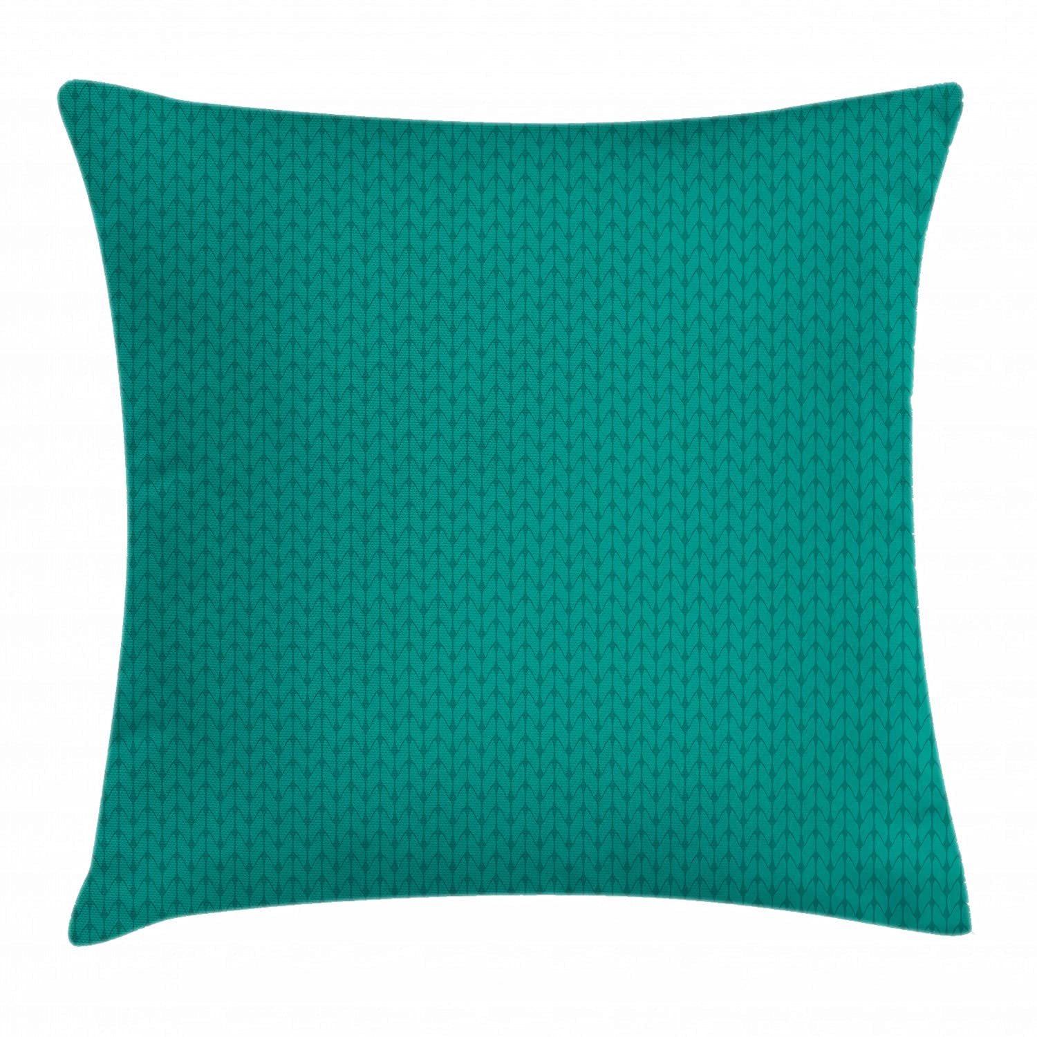 Ambesonne Teal Throw Pillow Cushion Cover, Knitting Inspired Pattern Sewing and Crafting Hobby Themed Design Monochrome Image Print, Decorative Square Accent Pillow Case, 16" X 16", Teal
