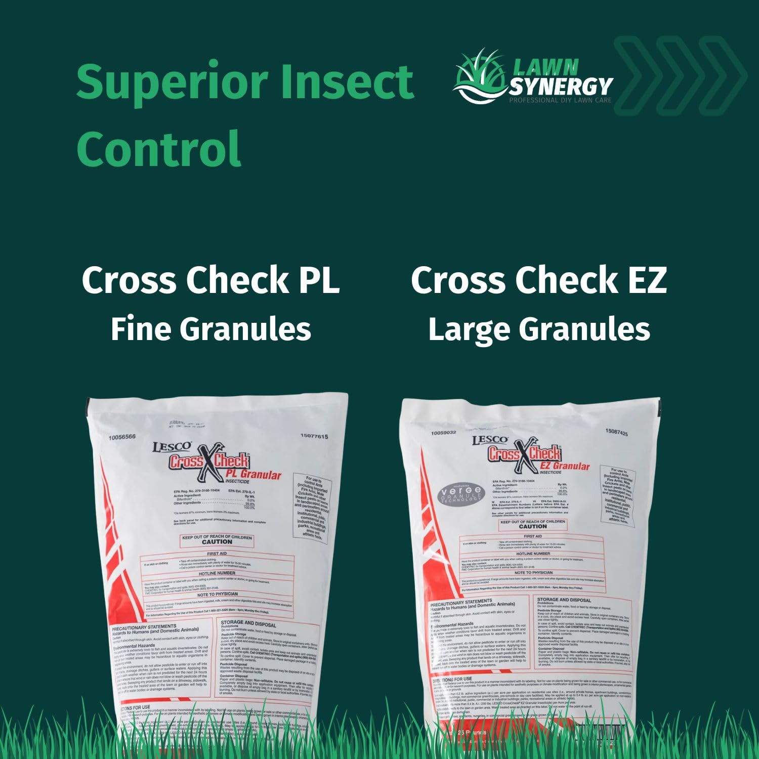 Lesco Crosscheck PL Granular Insecticide - Controls Chinch Bugs, armyworms, sod webworms, cutworms, mole Crickets and More - 25 lbs.
