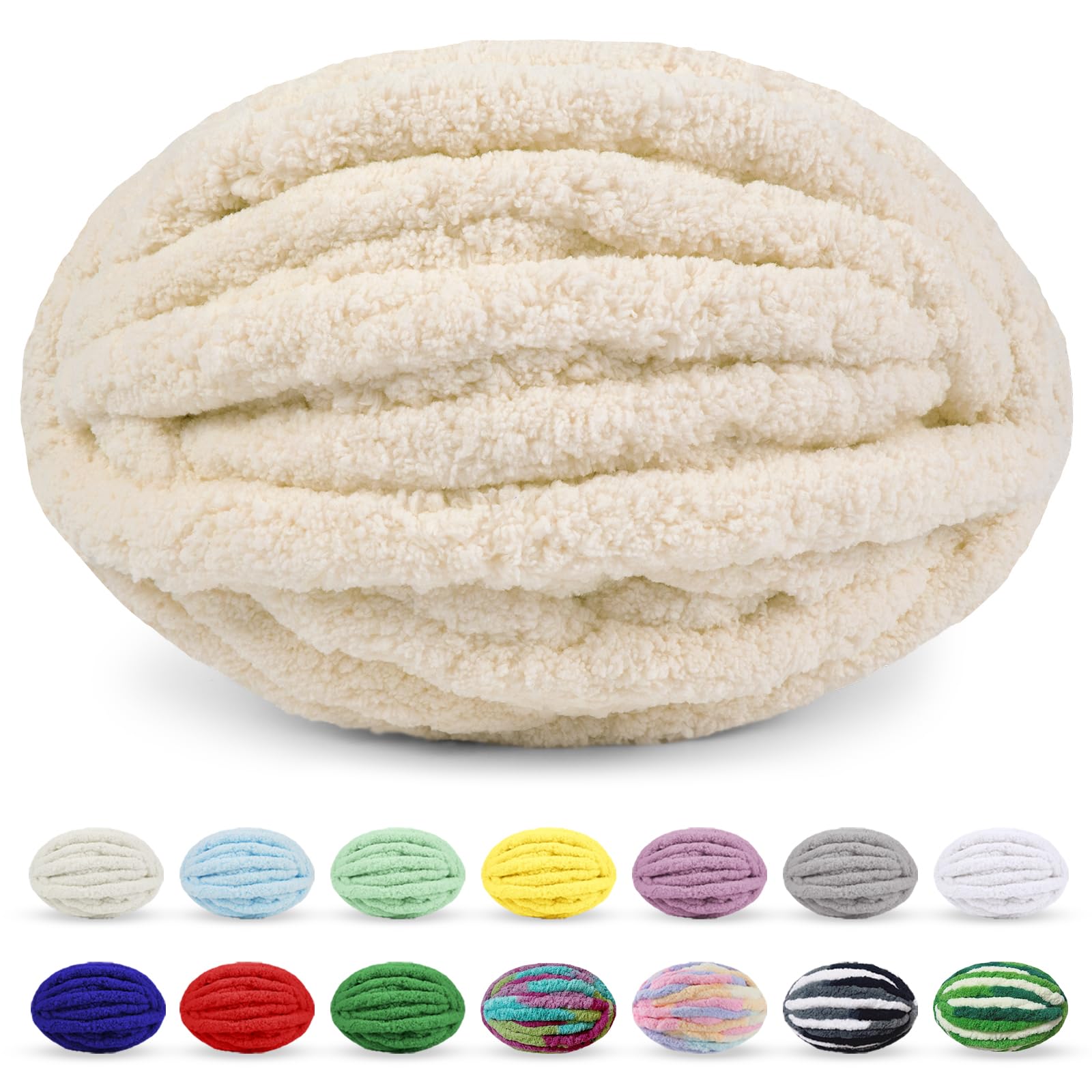 Uiopa Bulky Arm Knitting Yarn, 250g Chunky Wool Yarn Fluffy Blanket Yarn, Jumbo Yarn Thick Crochet Wool for Hand Knitting Blankets Cushions Rugs Scarves DIY Projects (Beige)