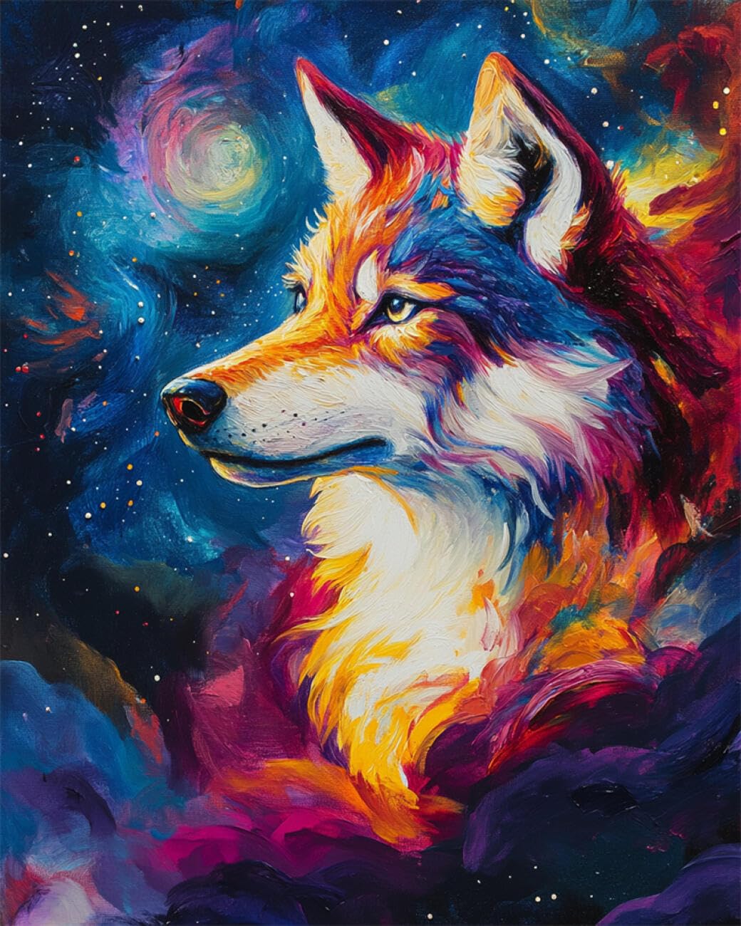 RKFLGEW DIY Bead Embroidery Kit Fantasy Wolf 50x70cm