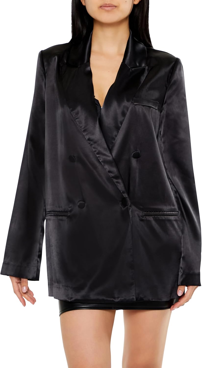 Forever 21 Women's Satin Double-Breasted Blazer