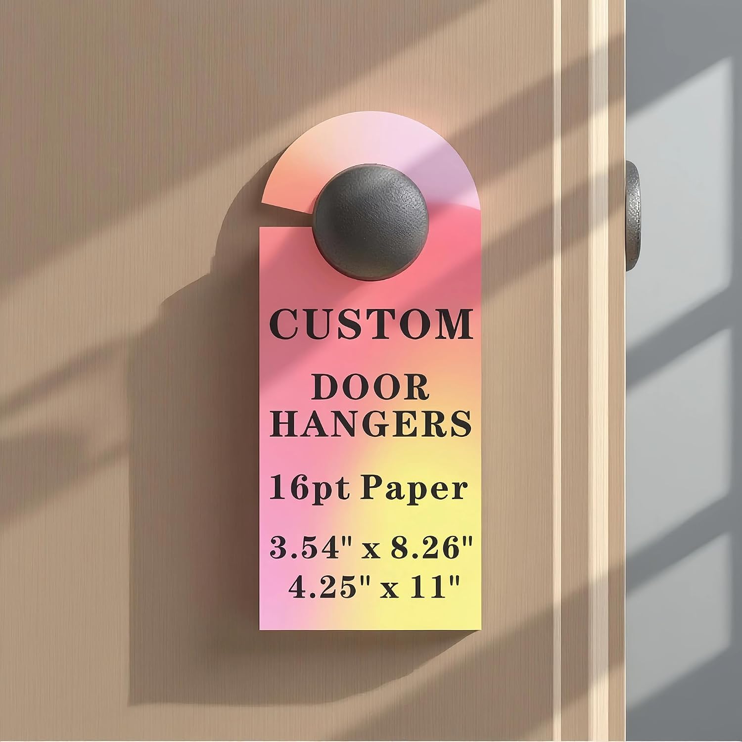 Custom Door Hangers - 3.54" x 8.26"/ 4.25" x 11" -16pt Paper Glossy - Full Color Double-Sided Printing (200-500 CARDS) (Full Color, 3.54" x 8.26")