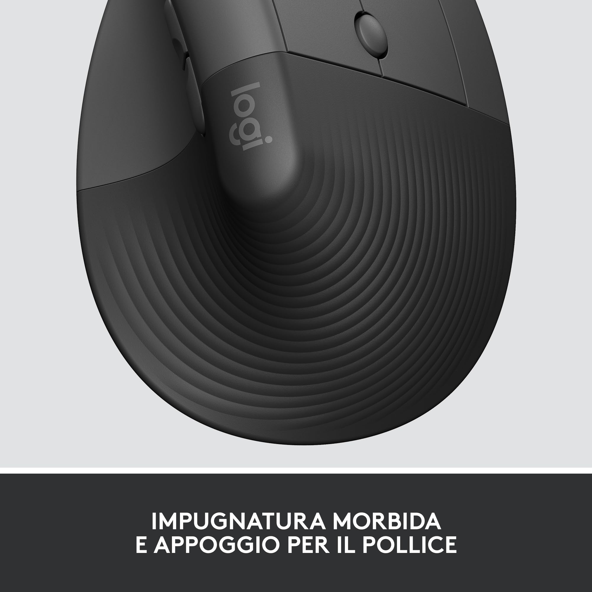 Logitech Lift For Business, Mouse Verticale Ergonomico, Wireless, Bluetooth, USB Secured Logi Bolt, Clic Silenziosi, Certificazione Globale, Windows/Mac/Chrome/Linux - Graphite