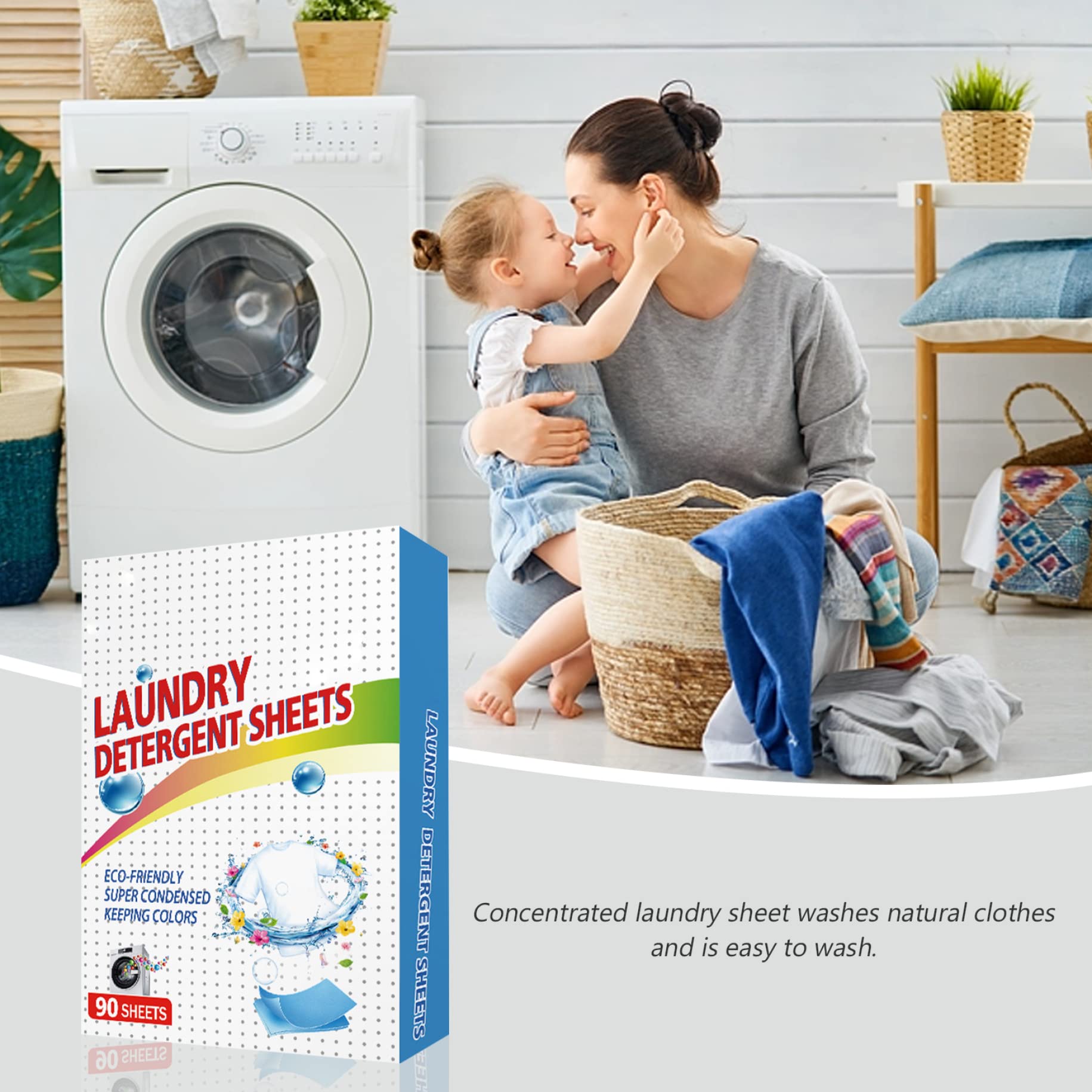 90PCS Washing Detergent Sheet Deep Stain Removal Laundry Detergent Sheet Strip Laundry Soap Sheet for Home Travel