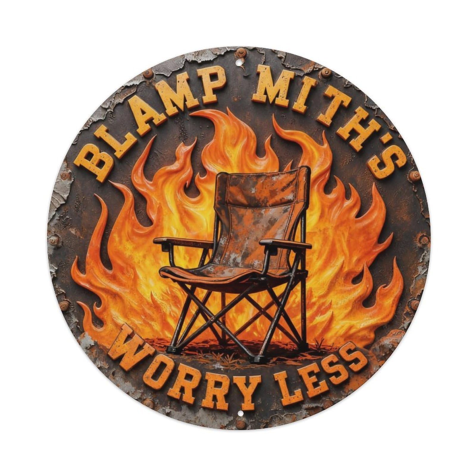 Camp More Worry Less Metal Tin Sign Plaque