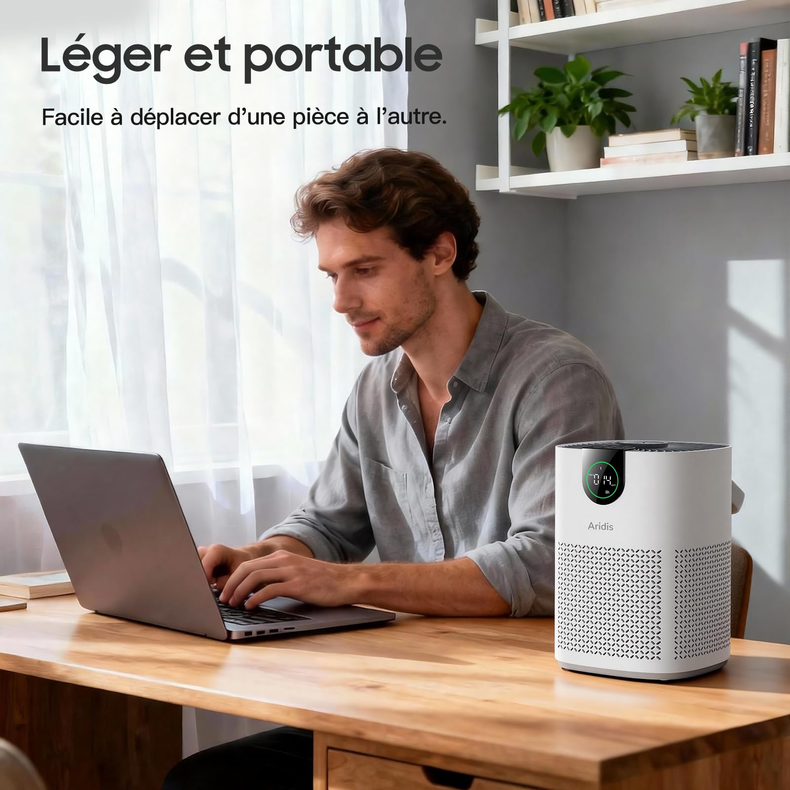 Purificateur d'Air Chambre - Air Purifier Hepa Efficace Contre Le Pollen, Les Allergies, Les Odeurs Et Les Poils D'Animaux, Avec éPonge ParfuméE, 7w Et 3 Vitesses,Silencieux Version améliorée