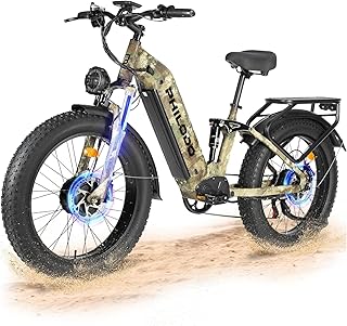 PHILODO Falcon 60V 32Ah Off-Road Electric Bike Dual Motor Hunting Ebike, Fat Tire Full Suspension Dirt Bike for Adults, Long Range Snow/Sand Electric Bicycle