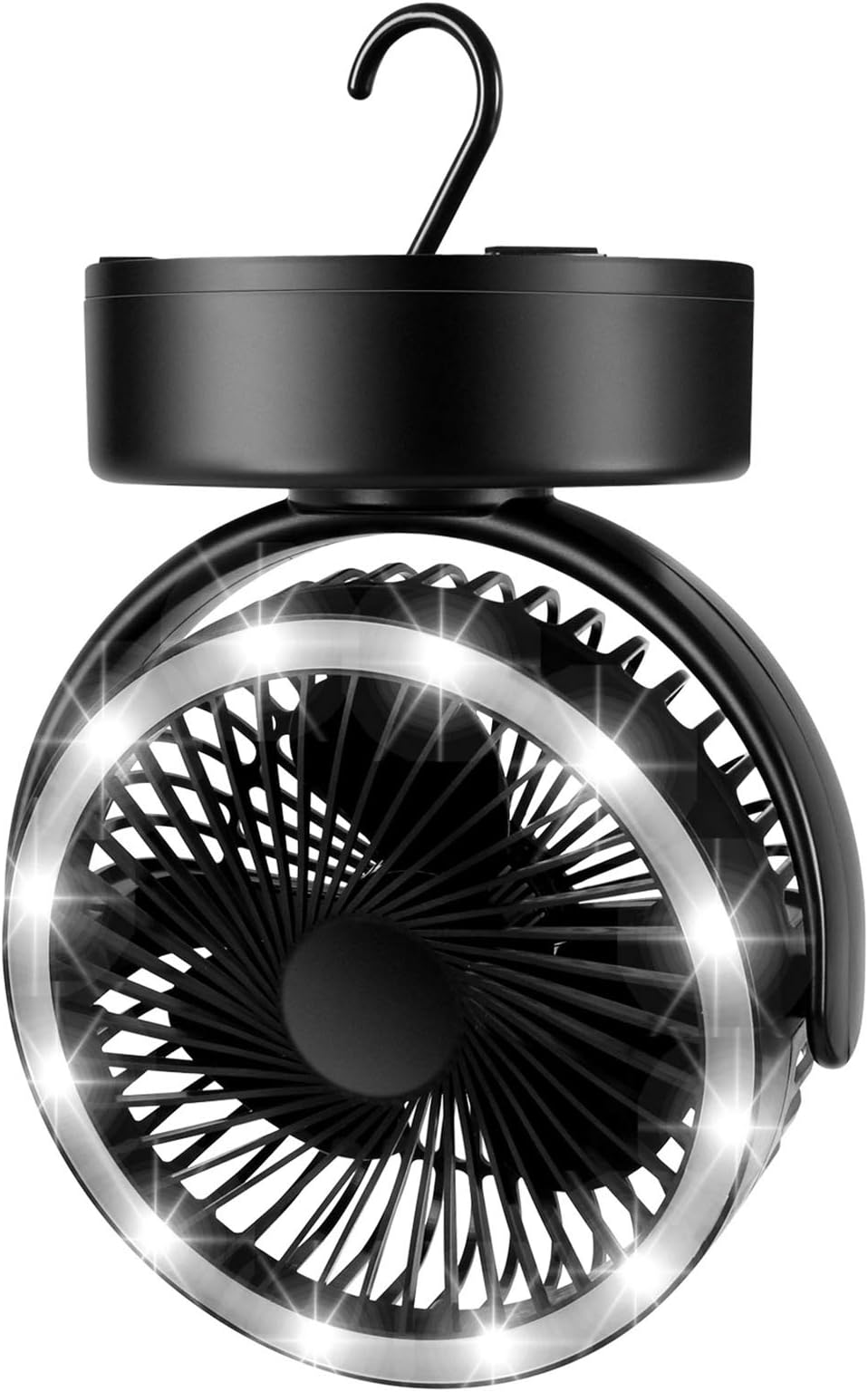 Odoland Portable Camping Fan with LED Lantern, Battery Operated Tent Fan Light Lamp with Hanging Hook for Camping, Hiking, Hurricane, Outages, Emergency Gear