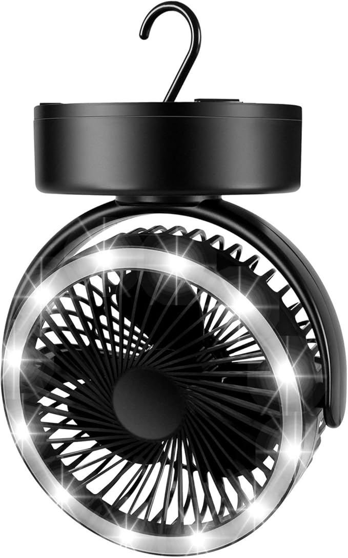 Odoland Portable Camping Fan with LED Lantern, Battery
