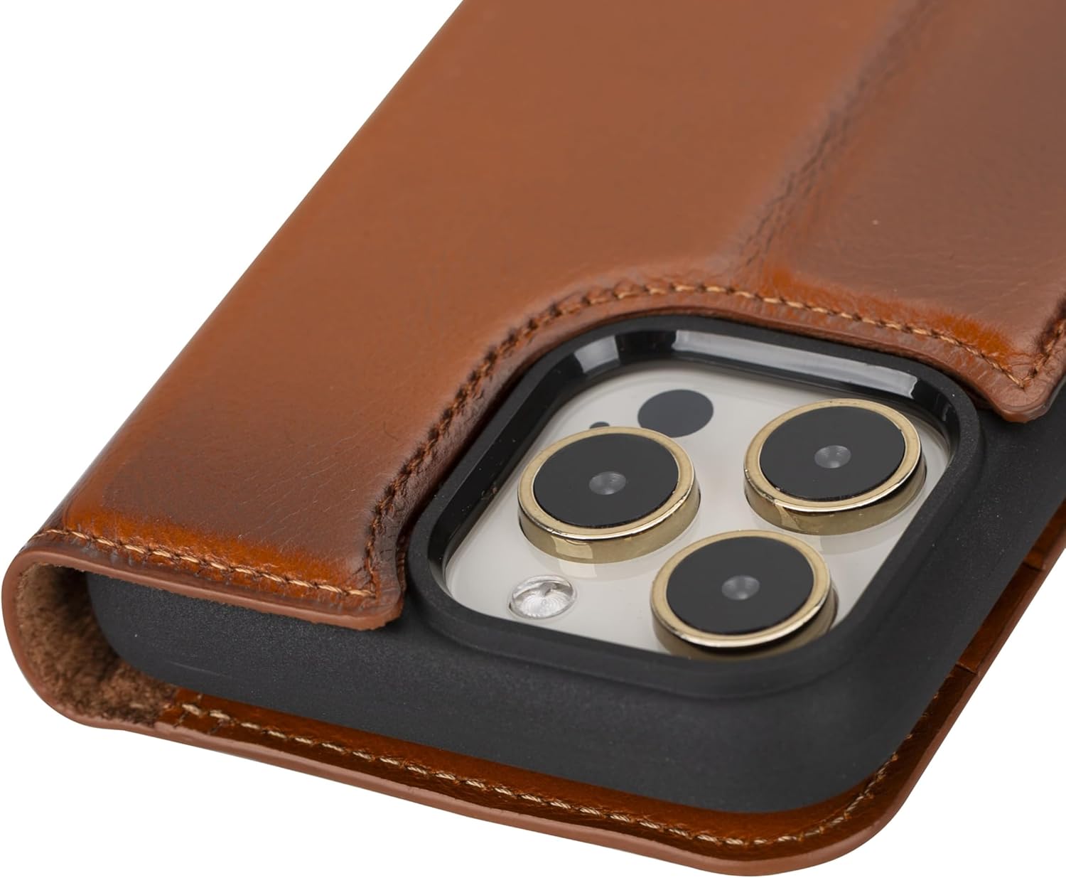 VENOULT Detachable Wallet Case for iPhone 15 Pro MAX, 4 Card Holder Wallet, Man or Women Folio Cover, Compatible with Magsafe, RFID, Genuine Leather, Kick Stand (Chestnut Brown)