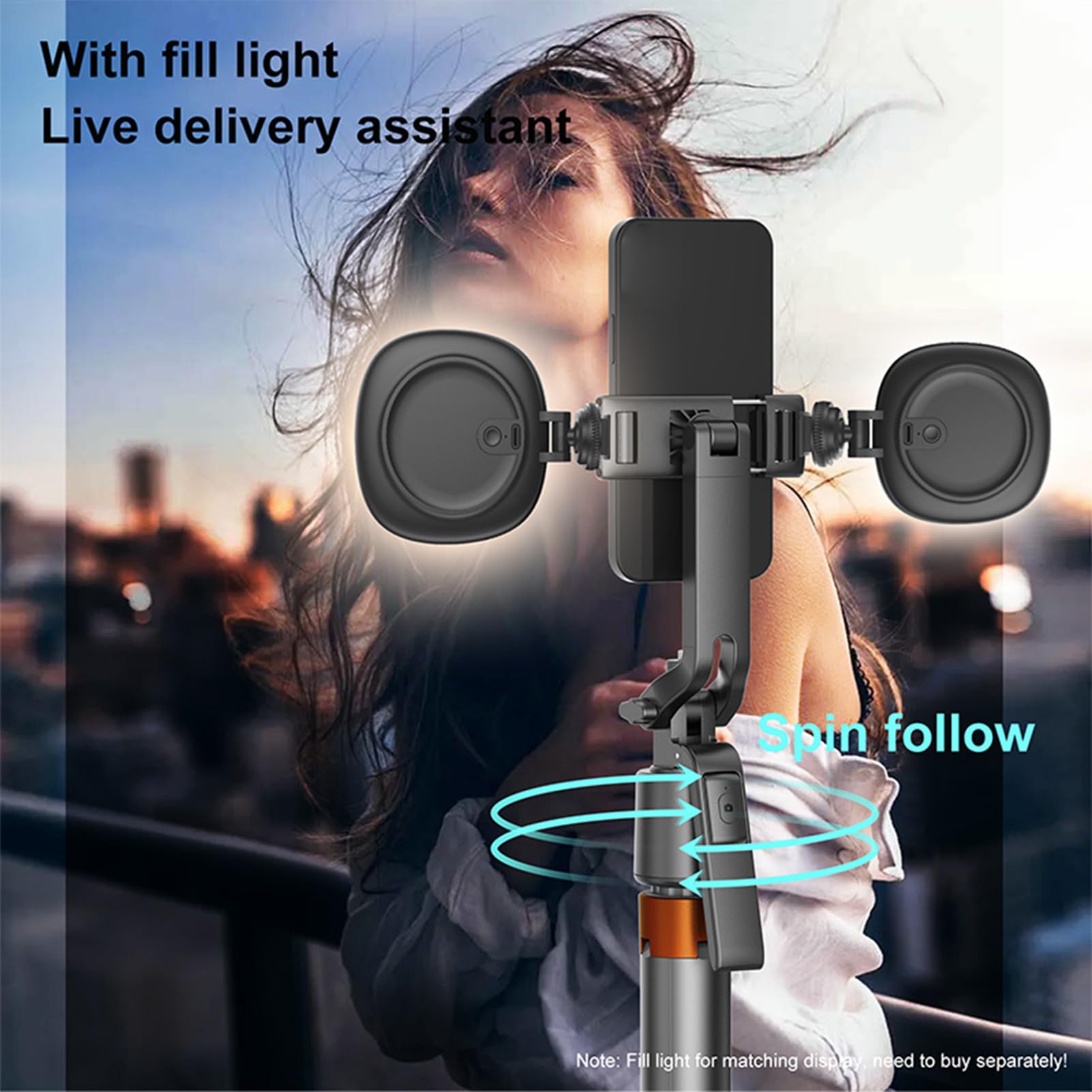 Eujgoov Selfie Stick con Rilevamento Automatico del Volto, Tecnologia AI con Rotazione a 360°, Treppiede Estensibile per Vlog e Streaming Live