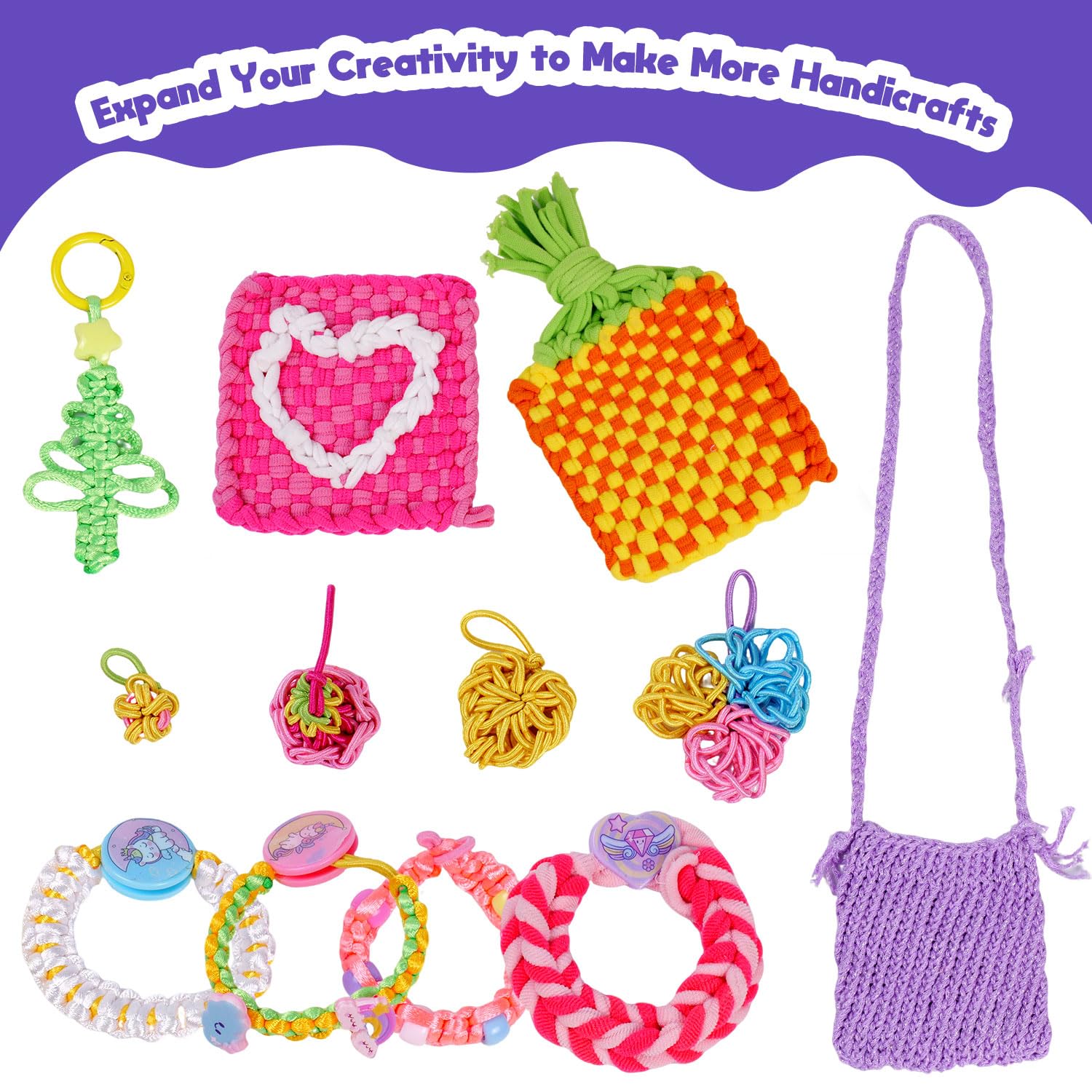 Kit per tessitura, kit fai da te con telaio per presine, per ragazze e bambini di 6, 7, 8, 9, 10, 11, 12 anni, set regalo per arti e mestieri con scatola portaoggetti