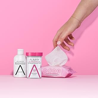 Almay Biodegradable Oil Free Micellar Eye Makeup Remover Pads, Hypoallergenic, Cruelty Free, Fragrance Free Cleansing Wipes, 2 Pack