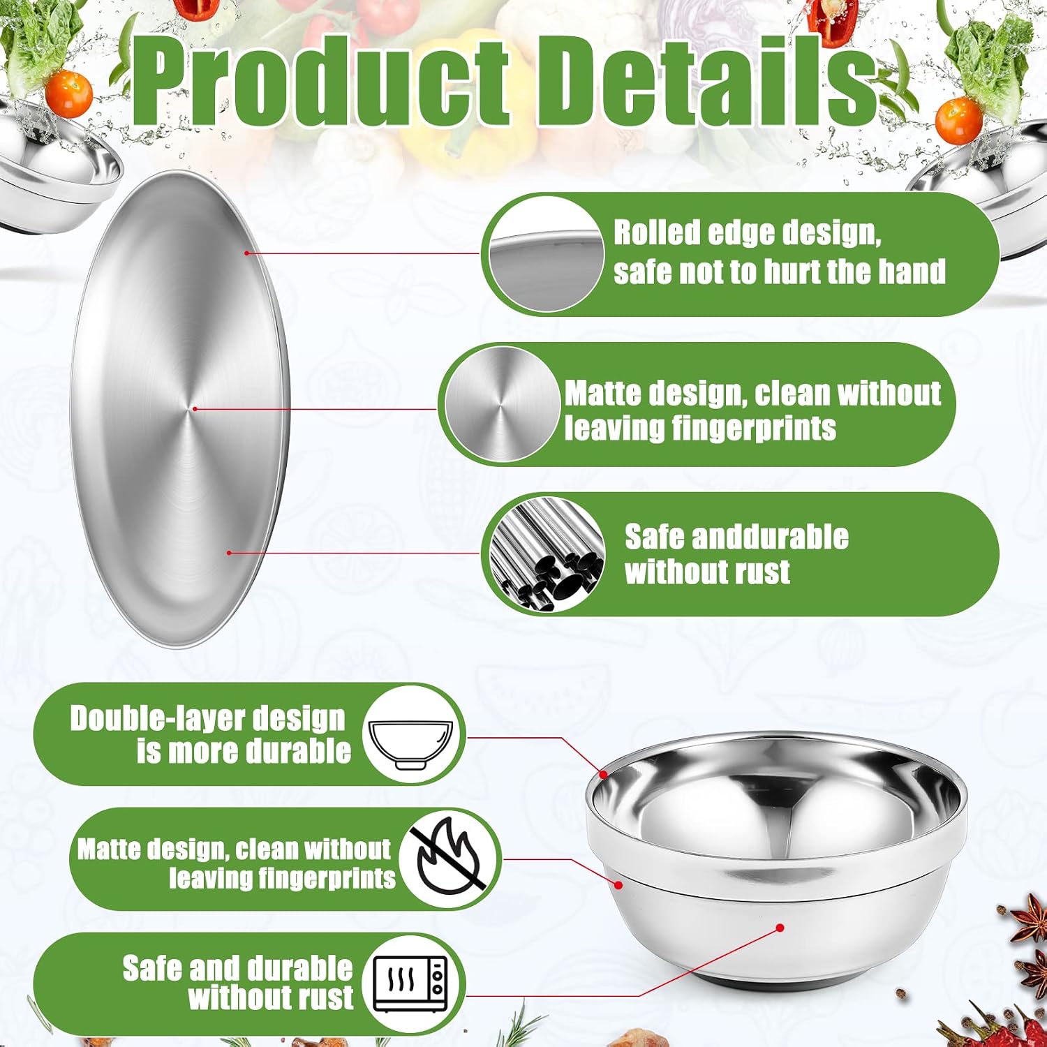 Sunnyray 10 Sets Stainless Steel Plates and Bowls 6.7, 10.2 Inch Metal Camping Plates Reusable 13oz Steel Snack Bowls Feeding Serving Dinner Dishes Double Walled Insulated for Men Women Kids