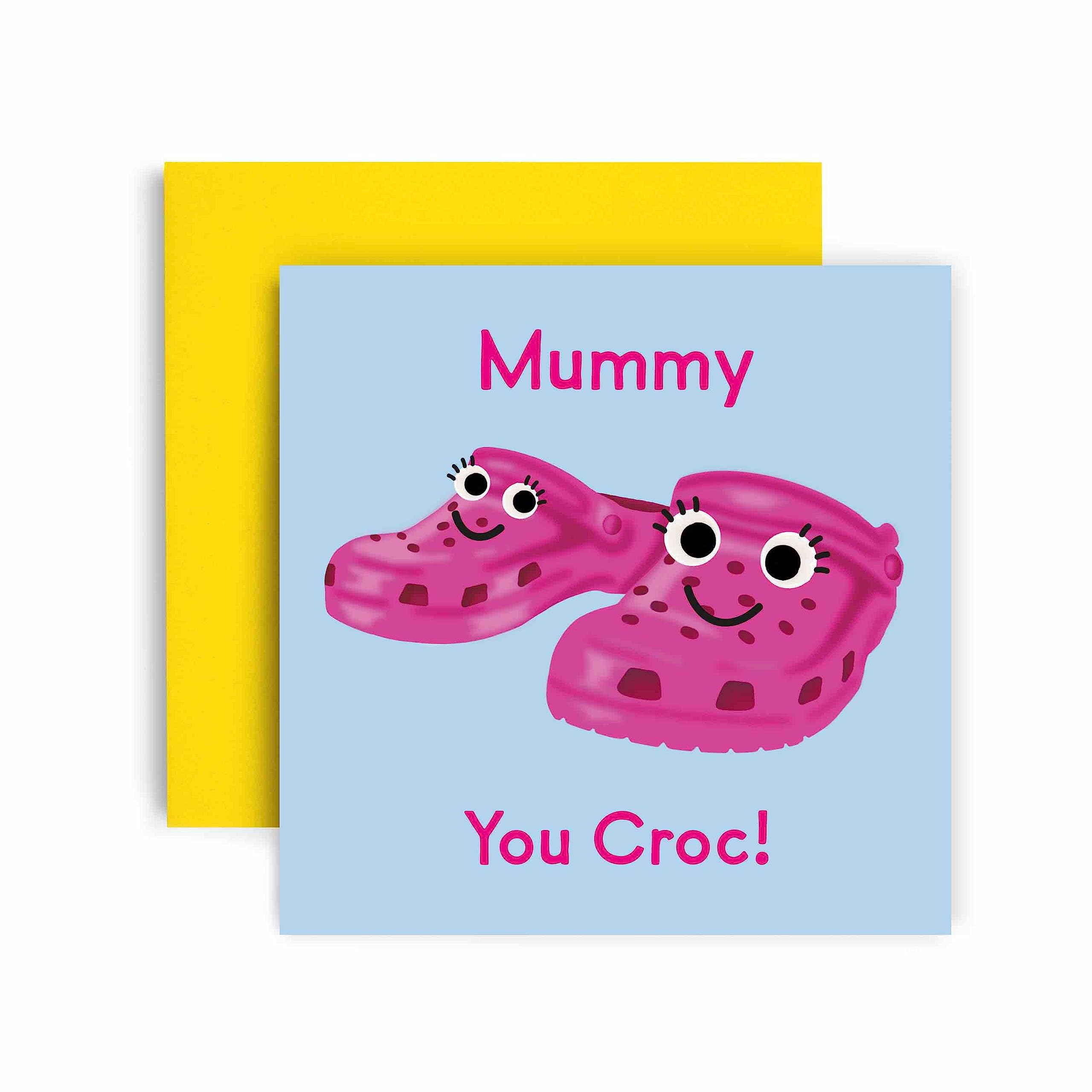 HuxtersBirthday Cards for Women – You Croc Rock Mummy Happy Birthday Card for Birthday, Mother’s Day – Mummy Birthday Card with Lovely Pink Envelope – Funny Birthday Card (Mummy)