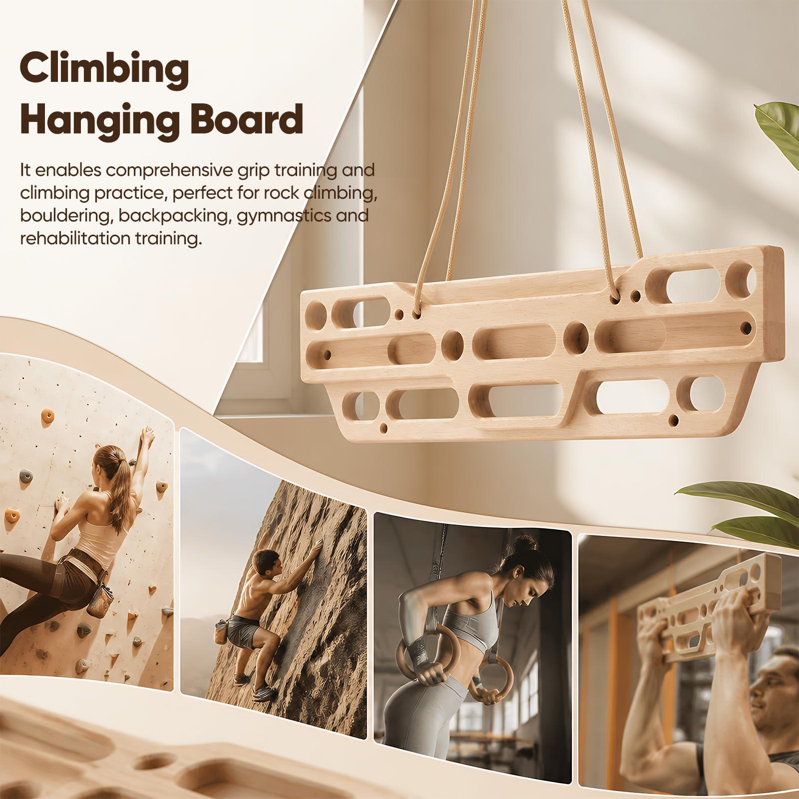 Planche d'escalade en bois avec vis, planche d'entraînement pour la maison, escalade pour améliorer la force des doigts et la force de préhension