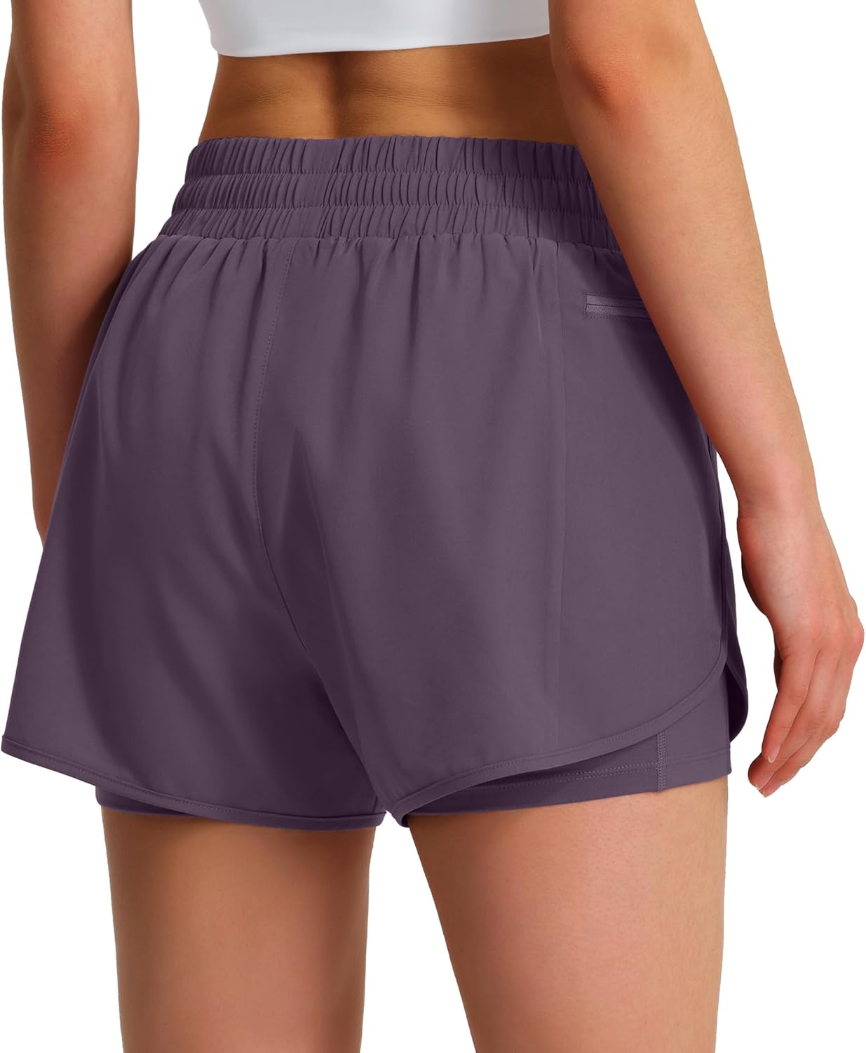 Ksmien Women's Running Shorts Quick Dry Lightweight Athletic Workout Shorts with Liner Phone Pockets