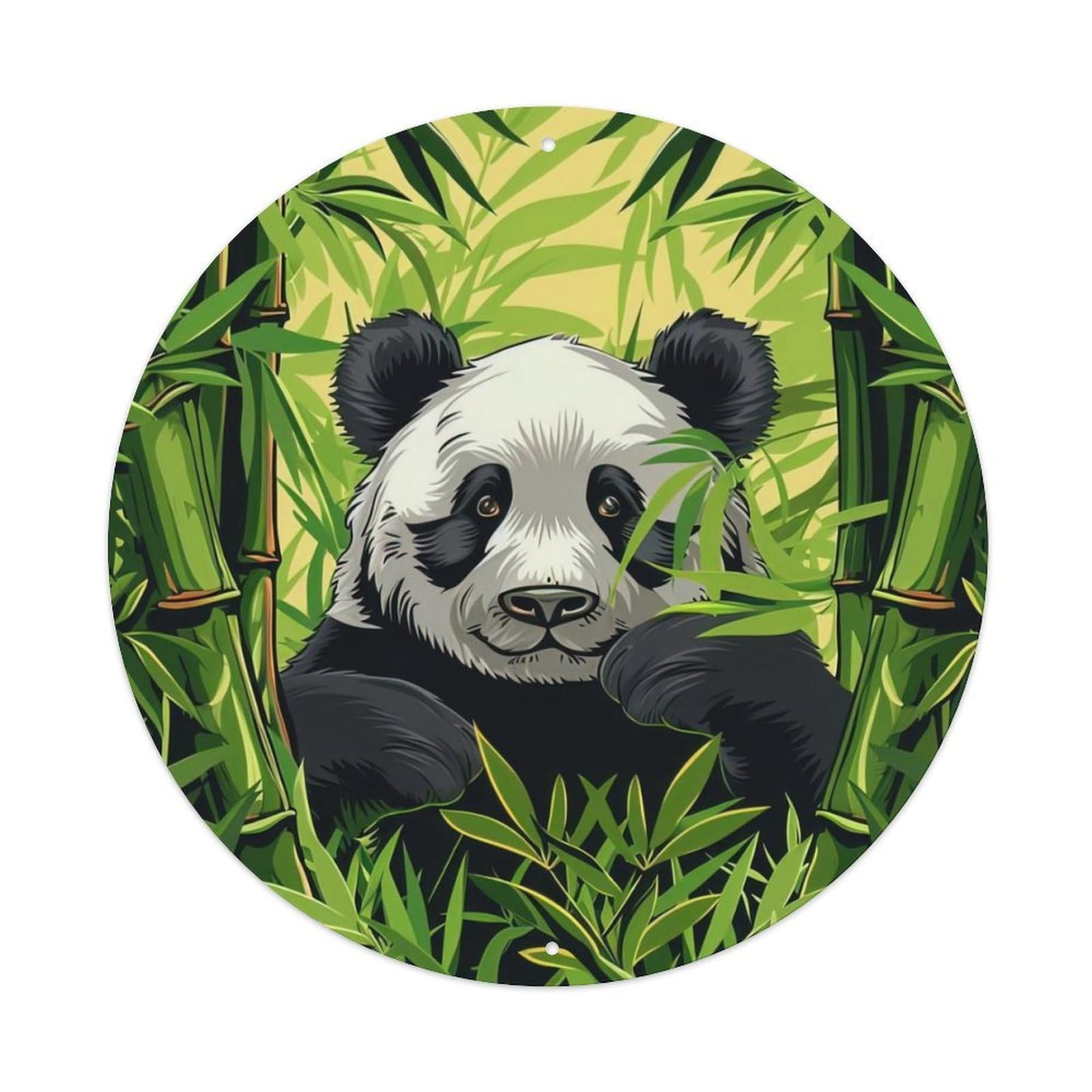 Animal Artwork Panda in Bamboo Forest Vintage Metal Tin Sign Plaque Wall Decor for Cafe, Club Bar, Office, Garden Metal Poster 8x8Inch