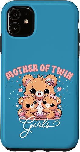 Miniatura 10 de iPhone 14 Pro Max Mother of Twin Girls Adorable Kawaii Mama Bear and Daughters Case