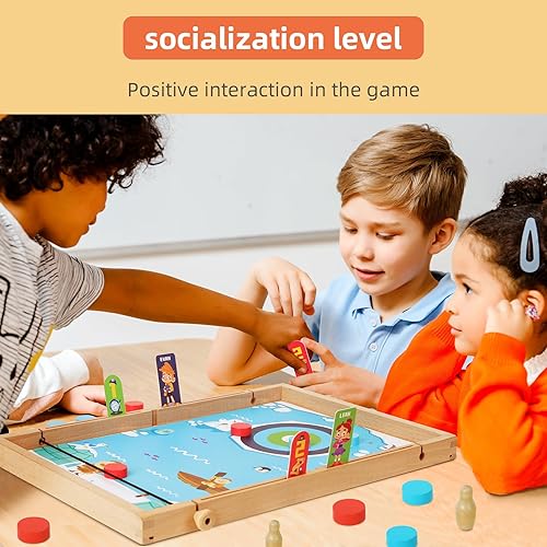 Miniatura 5 de QZMTOY Juego de mesa grande de hockey de aire rápido, juego de mesa de hockey de aire, juegos familiares 10 en 1 para niños, niñas, adolescentes,