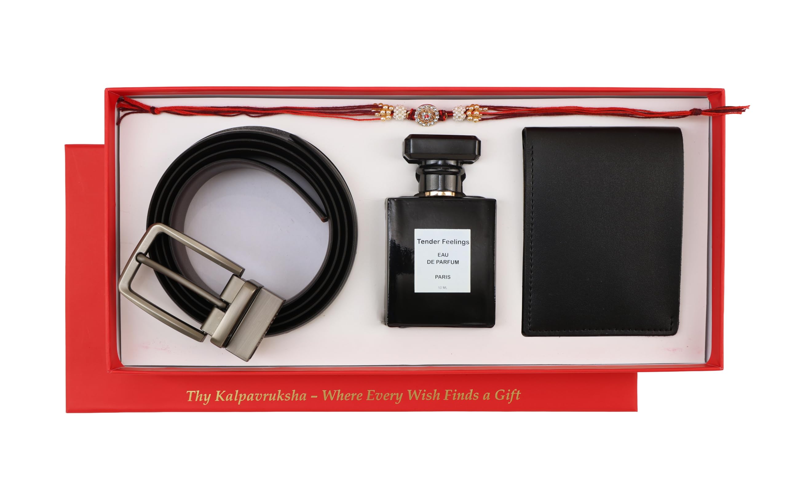 Thy Kalpavruksha Rakhi hamper for brother | Men's Gift Set with Leather Wallet, Reversible Belt & 50ml Perfume | Rakshabandhan Gift for Brother | Rakhi Gift for brother | rakhi set for brother-image-15