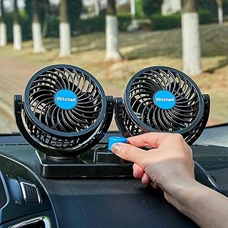 Car Cooling Fan Dual Head Electric Air Cooler F30 Dashboard Cooling Fan 12V Summer Cool Air Cooler for Adults Kids