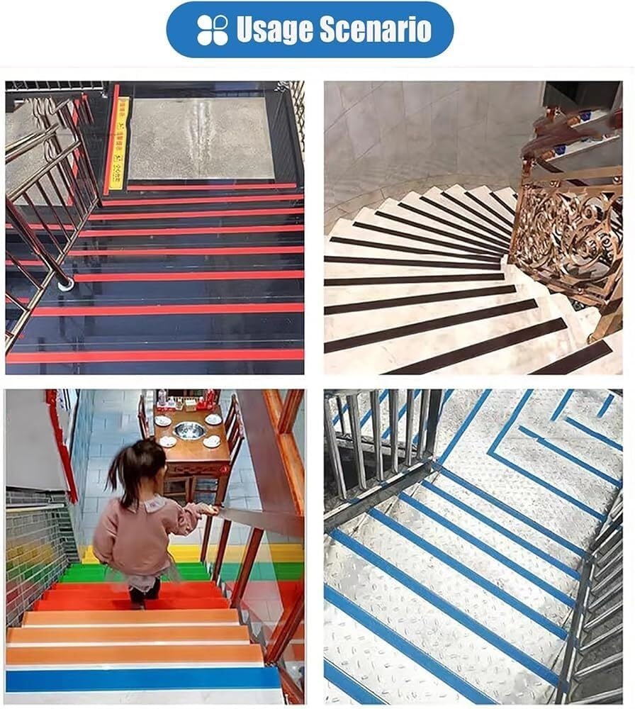 Protezione antiscivolo in gomma per gradini, autoadesiva, per uso interno/esterno, 4 cm, striscia di trazione blu per case, hotel, centri commerciali, soluzione sicura per la sicurezza delle scale