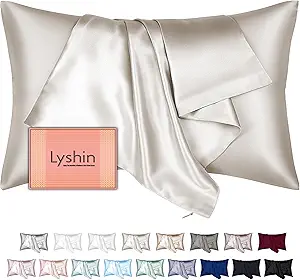 Mulberry Silk Pillow Cases Queen Size with Hidden Zipper, Ultra Smooth and Soft Breathable Cooling Silk Satin Pillowcase for Hair and Skin, Gifts for Women Men (Beige, 20x30 Inches, 1 Pack)