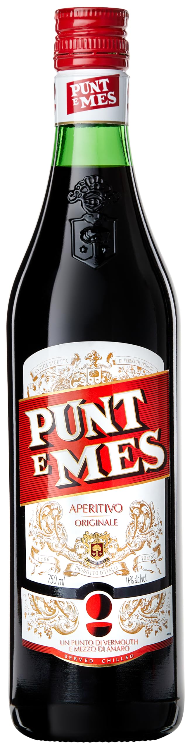 Punt e Mes Vermouth, , 16% ABV, Italian Red Vermouth, Carpano Bitter, Infusion of Up to 50 Herbs, Ideal in Negroni or Mi-To Cocktail, Original Recipe from 1870, Gift Idea