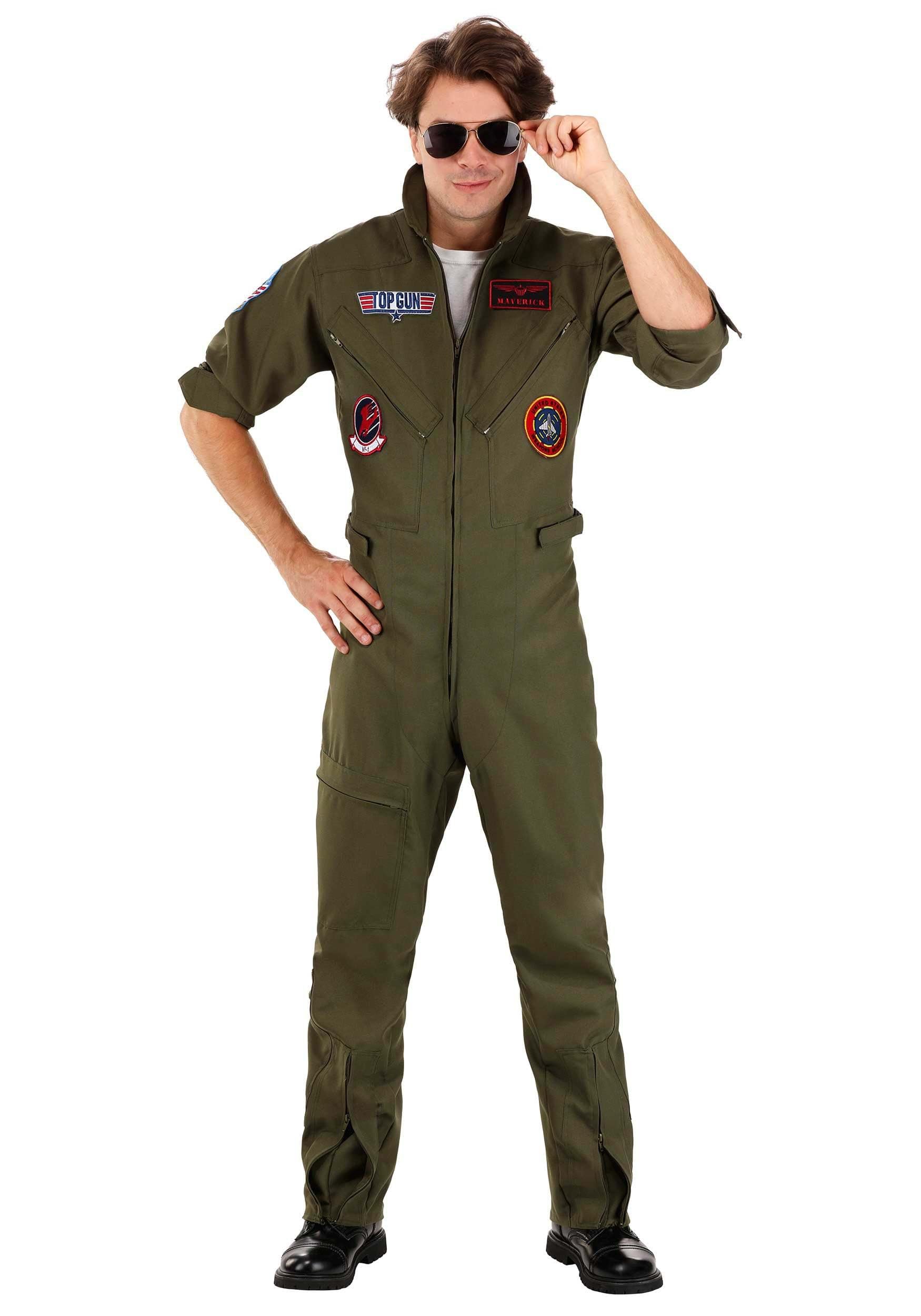 Deluxe Top Gun Flight Suit Costume for Men - Adult Fighter Pilot Uniform Jumpsuit - Top Gun Maverick