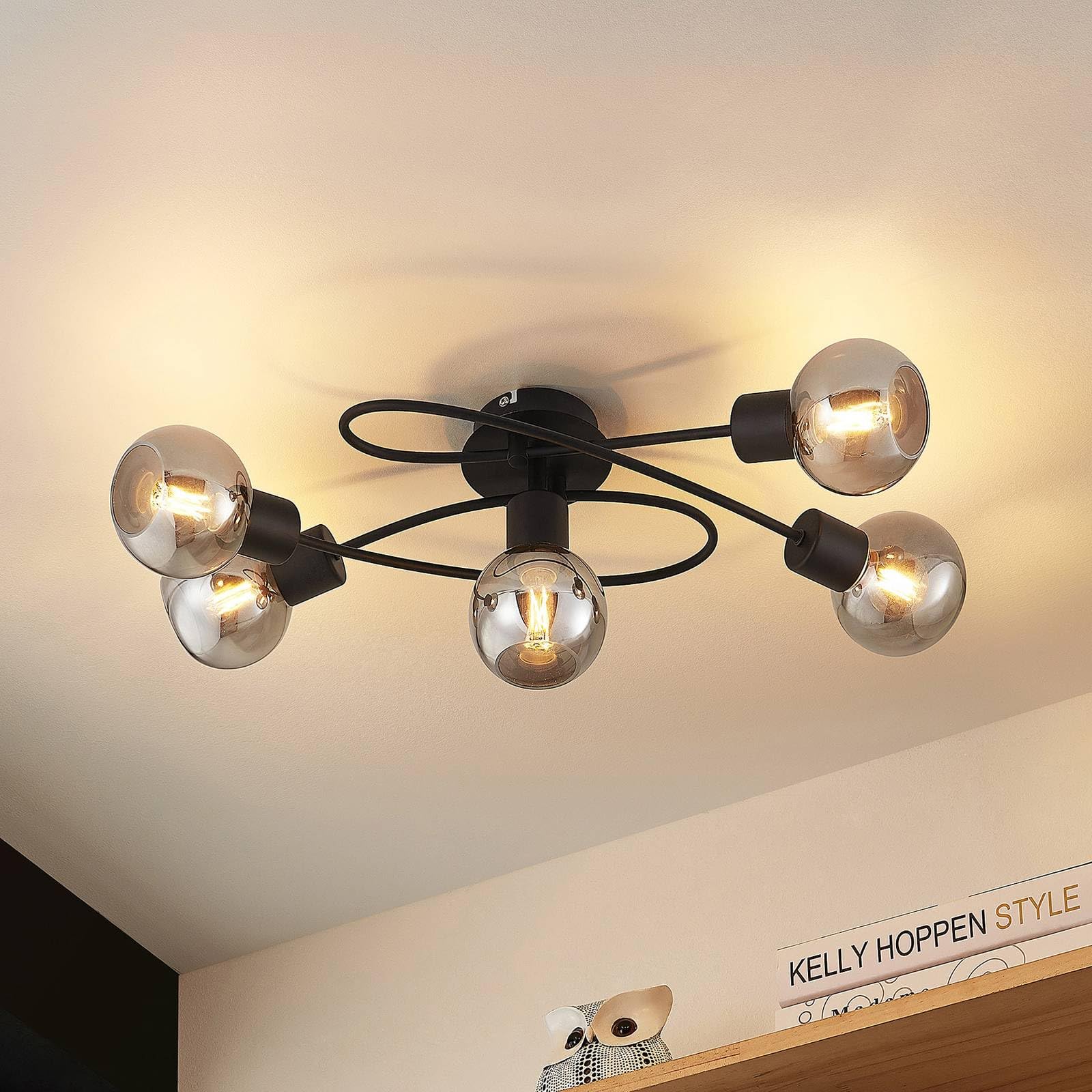 Lindby Deckenlampe Elaina (Modern) in Schwarz aus Metall (5 flammig, E14) - Deckenleuchte Lampe Wohnzimmerleuchte
