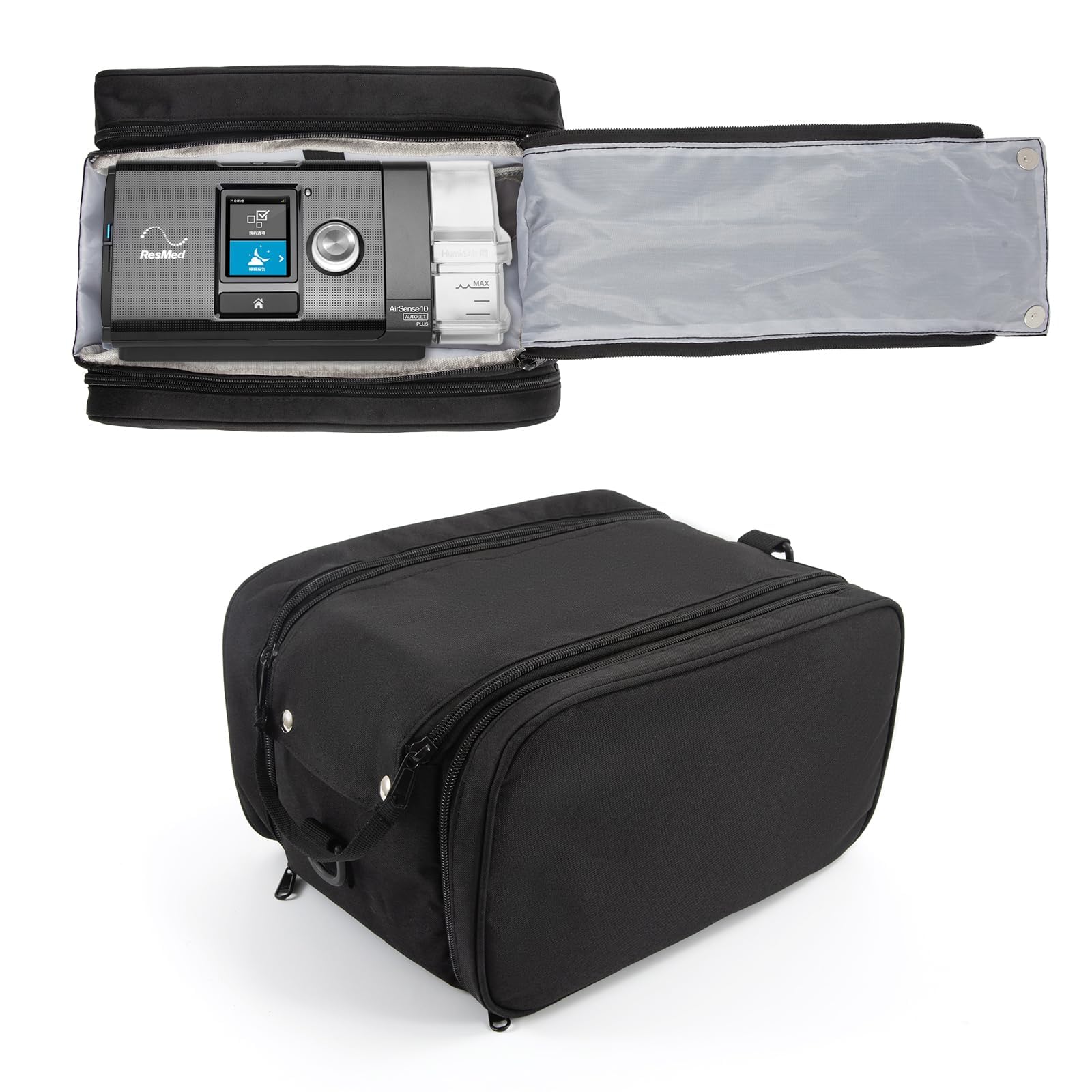 Sac de transport de voyage compatible avec la machine ResMed AirMini CPAP et accessoires, étui de rangement portable pour équipement et fournitures CPAP (sac uniquement), Noir/blanc, Utilitaire