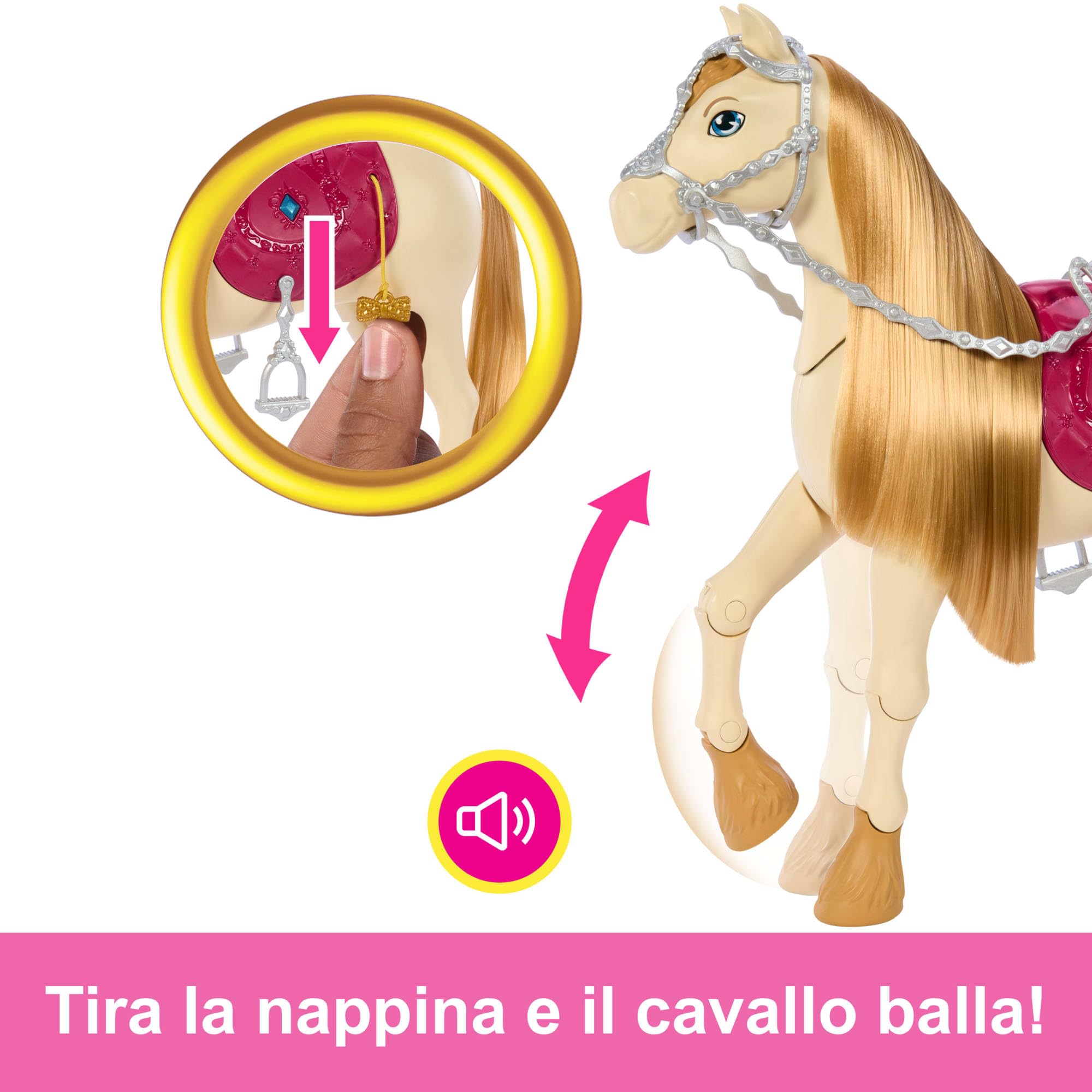 Barbie - Tornado, cavallo interattivo con luci, musica e accessori, balla e nitrisce, ispirato alla serie Netflix I misteri ricerca del cavallo scomparso, 3+ anni, HXJ42