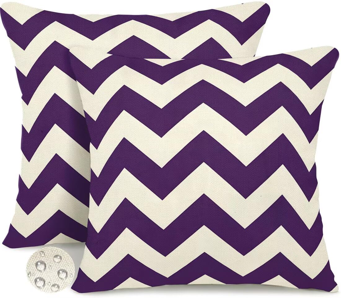 Wangllpgy Purple Outdoor Cushions 35Cm X 35Cm Set Of 2 Waterproof Cushion Covers Wavy Garden Cushions Summer Decorative Pillows Throw Pillow Covers Double-Sided For Outdoor Patio Garden Couch Sofa Bench -Gy462