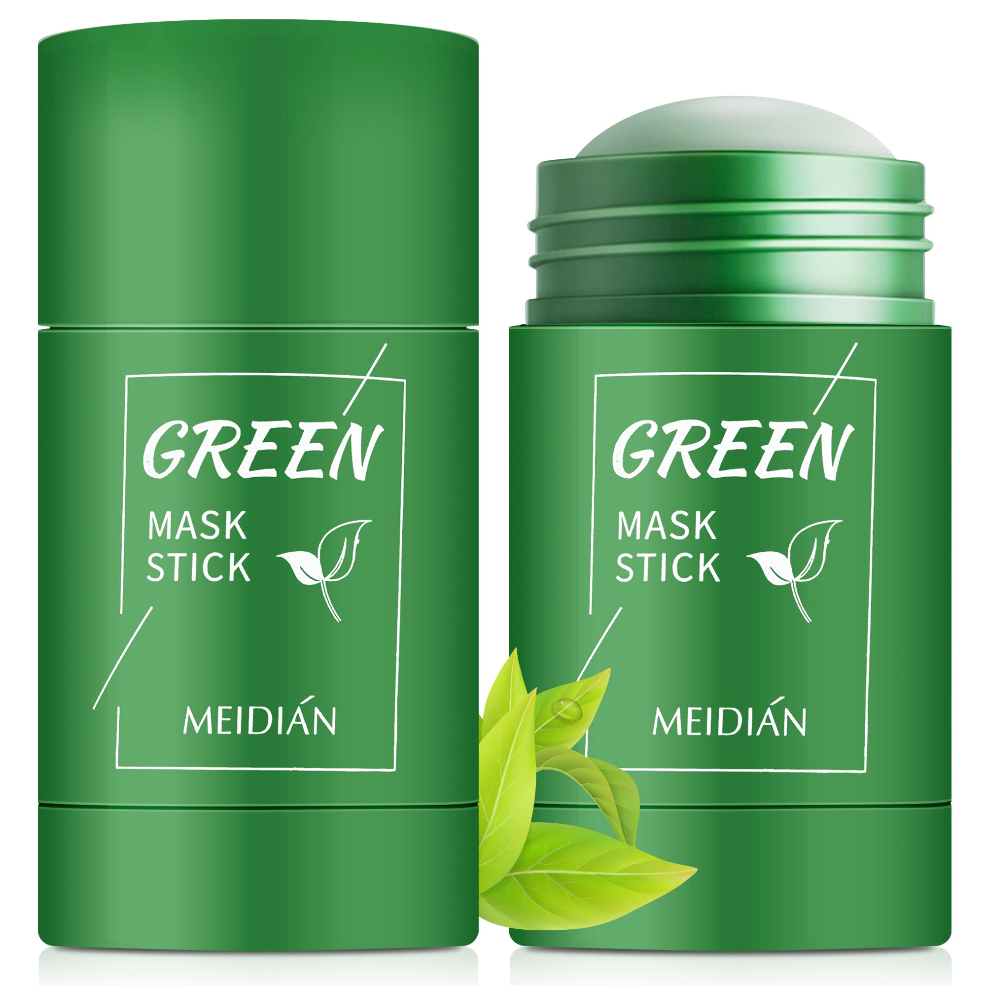 2 PCS Green Mask Stick, Blackhead Remover Clay Face Mask, Green Tea Extract, Anti-Aging, Face Moisturizes Oil Control, Deep Clean Pore for All Skin Types of Men and Women