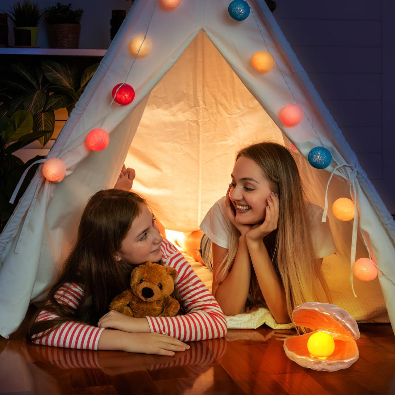 DECHOUS Shell Pearl Night Light: LED Ceramic Pink Pearl Shell Light Desktop Bedside Seashell Lamp for Bedroom Kids Room Christmas Aesthetic Lamp