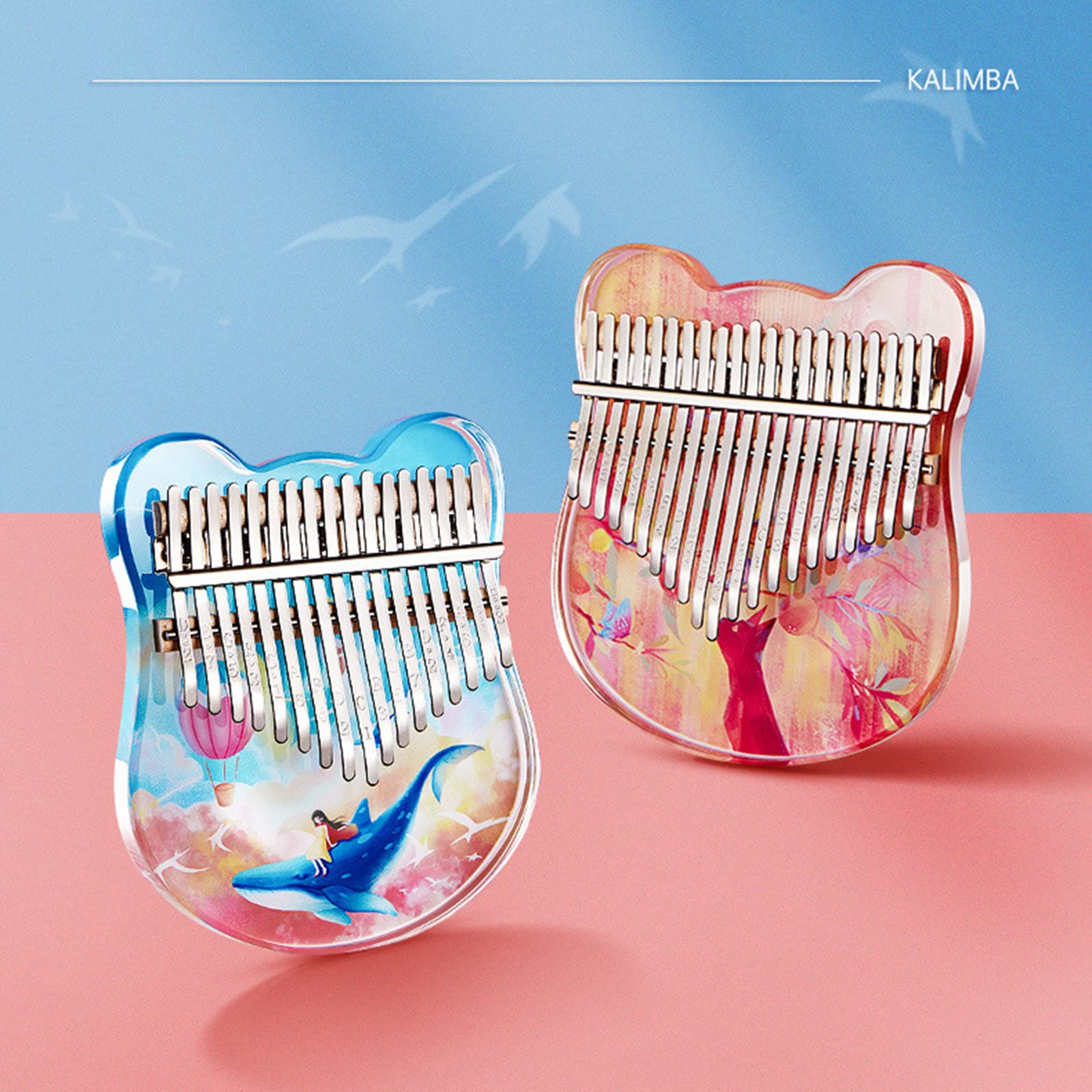Musikinstrumente, Beruf Kalimba Daumenklavier mit 17/21 Tasten, Lernanleitung und Stimmhammer, Acryl-Fingerklavier für Kinder und Anfänger