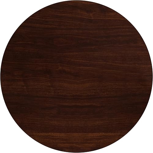 Flash Furniture Glenbrook 48'' Round High-Gloss Walnut Resin Table Top with 2'' 